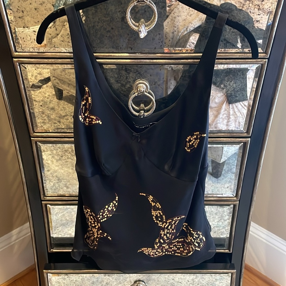 Black silk and sequin cami